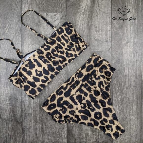 Pink Queen Removable Strap High Waist Bikini Swimsuit Size L - Picture 3 of 3